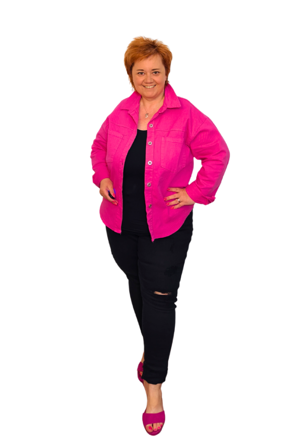 Riflová košeľa/bundička - fuchsia